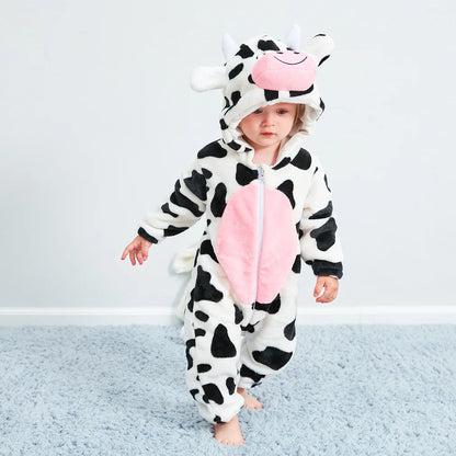 Cartoon Flannel Baby Rompers Unicorn Rabbit Dinosaur Pajamas Cotton Baby Boy Girls Animal Costume Baby Jumpsuit Kigurumi Outfits