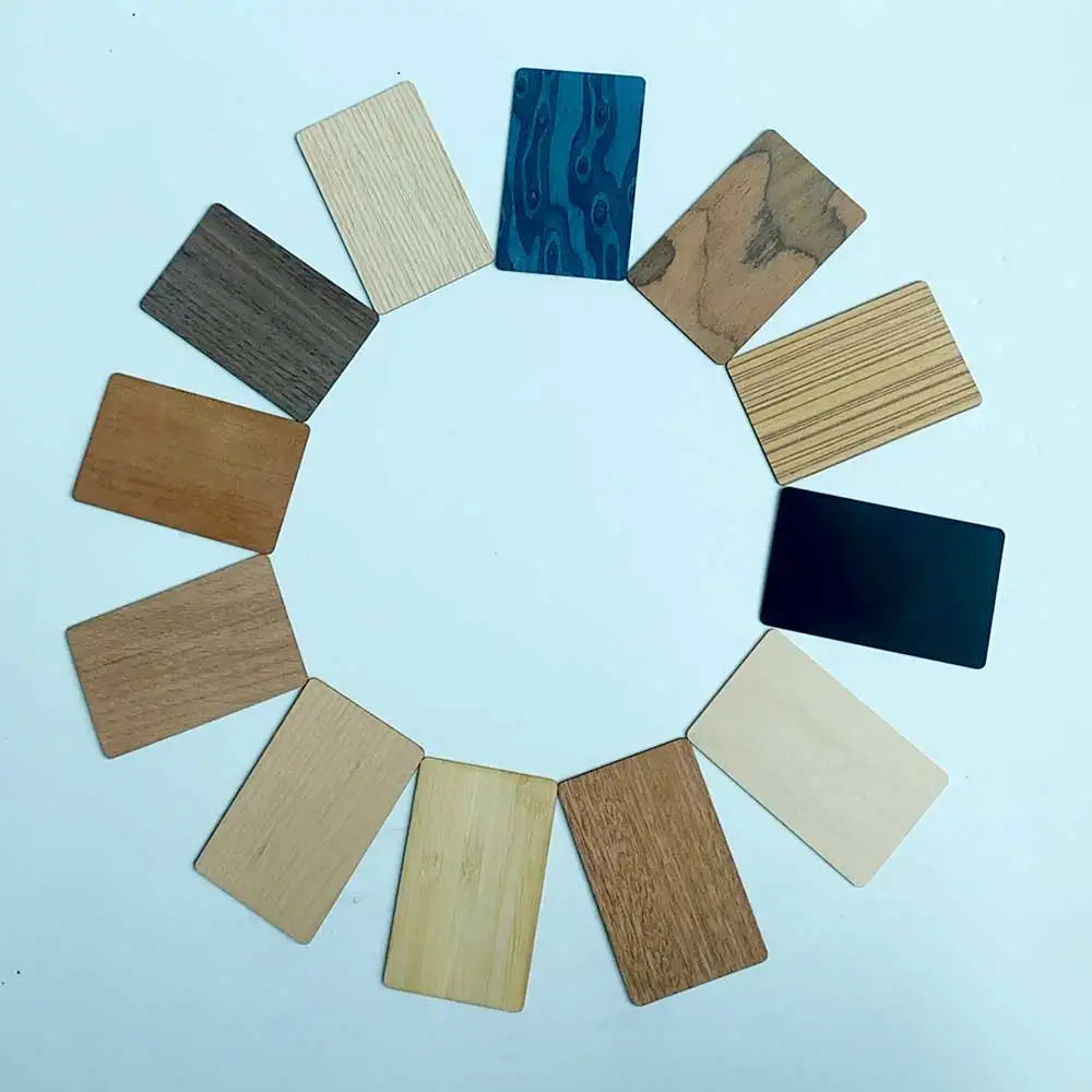 1pcs  12 colors wood 13.56mhz NFC Blank Bamboo black walnut cherry beech Wooden Membership Card NFC Contactless Business Card