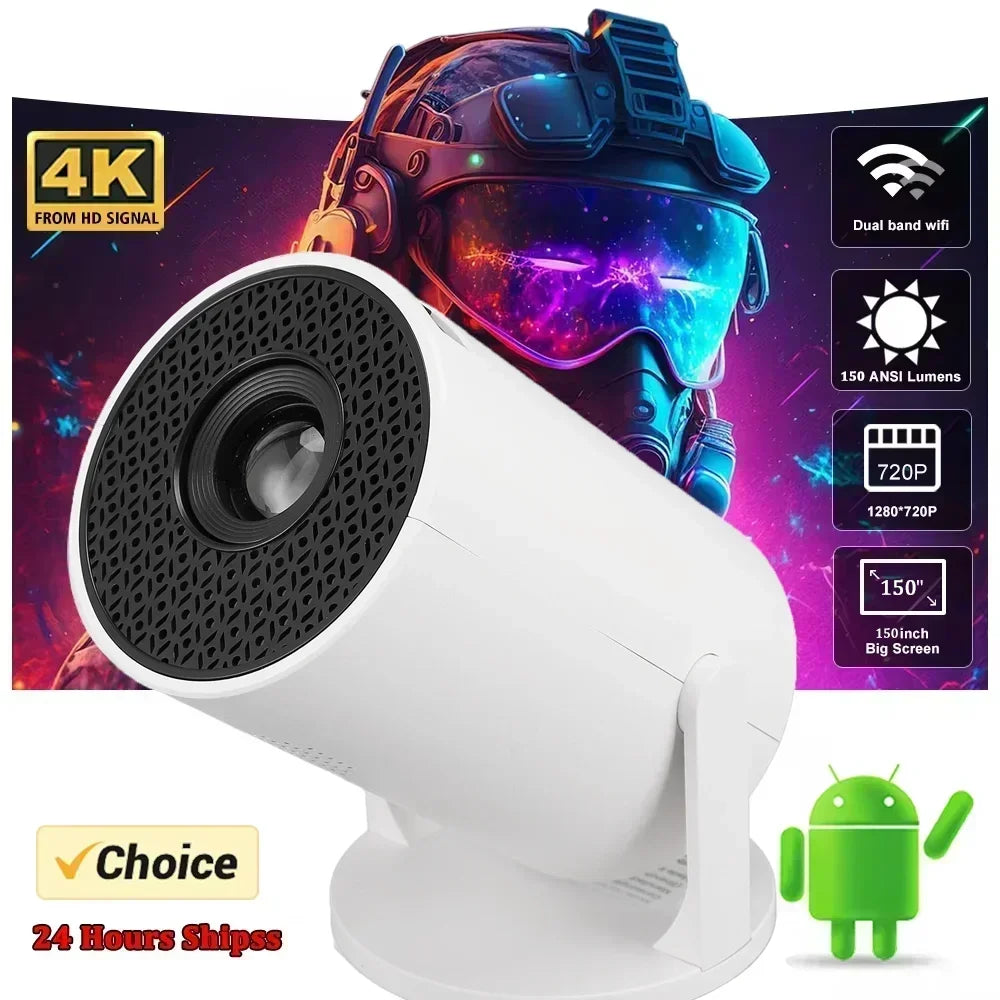 HY300 Smart Mini Projector Wireless Bluetooth Android11.0Support1080P 4kDual Wireless Bluetooth5.4Indoor portable projector