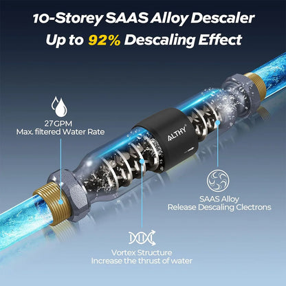 ALTHY AL-WS200 Whole House Water Descaler Scale Inhibition Softener System  Large Flow Anti Limescale Corrosion & Hard water