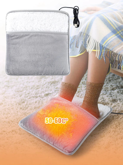 USB Foot Warmer with Soft Flannel, Heated Feet Warmer for Cold Feet, Washable Plug In Foot Heater for Office Home Desk Women