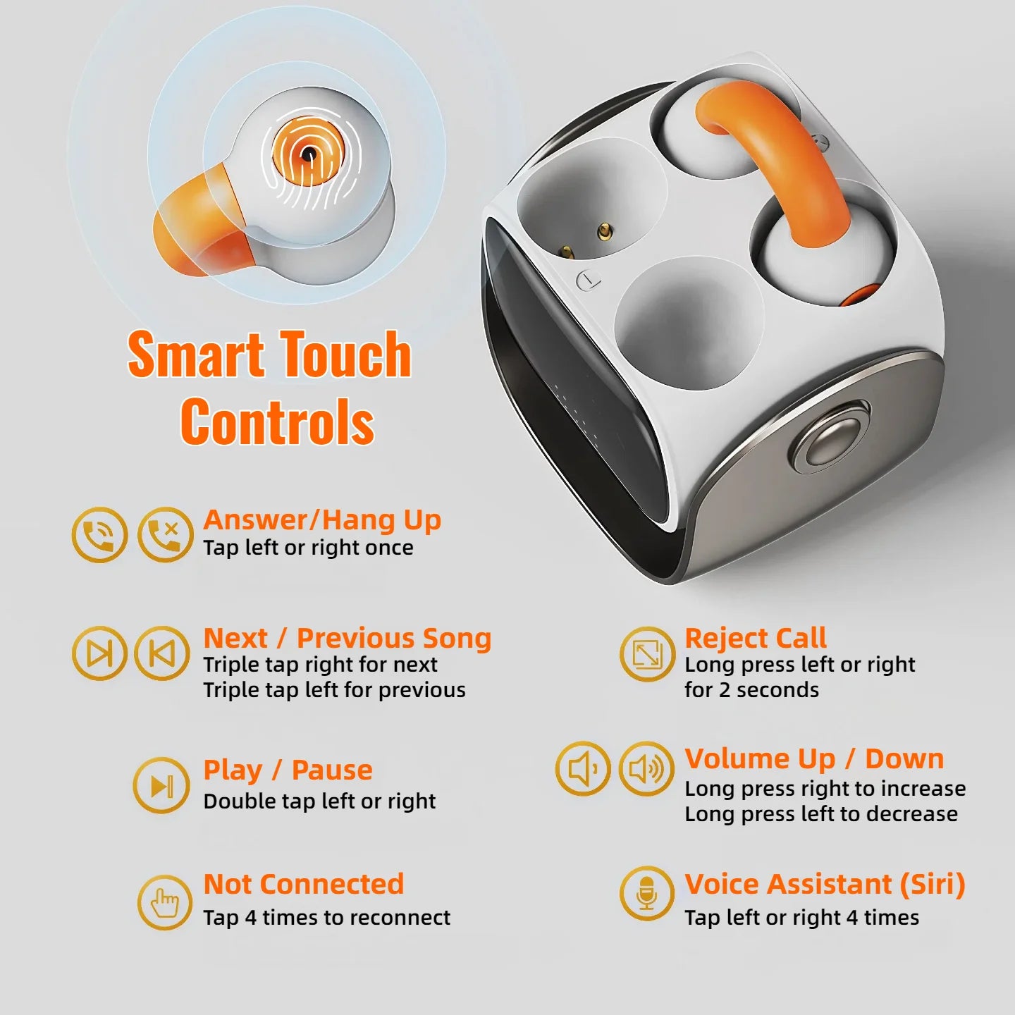 Ear Clip Bluetooth 5.3 Earbuds 60 Hours Playtime Open Ear Wireless Headphones Sports Running Cycling Driving Sweatproof Secure Fit 360° Stereo Sound