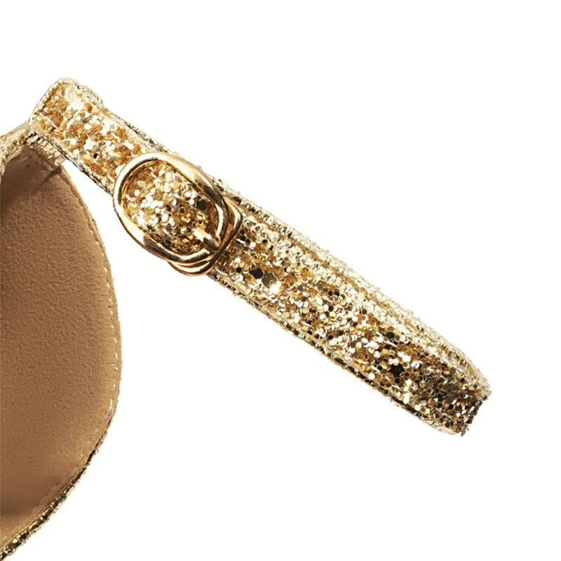 Brand Design Shiny Gold Women's Sandals New Sexy 15cm High Heels