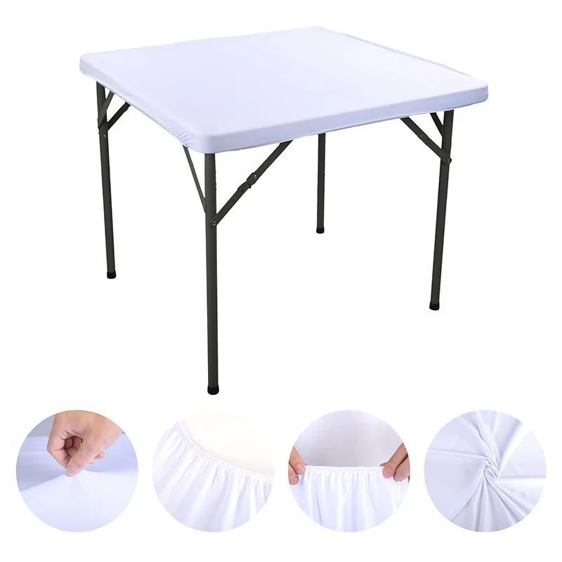 Square Elastic Edge Fitted Table Cover Outdoor Camping Picnic Tablecloth Wedding Banquet Cocktail Party Decor Table Cloth