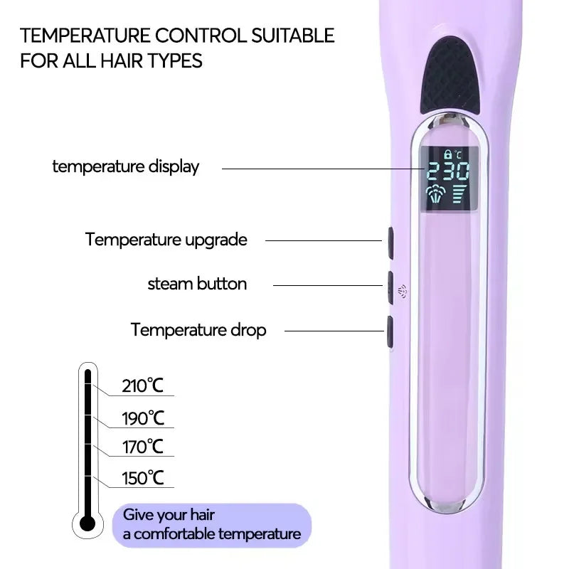 High quality Portable Mini Steam Curling Straightening Iron Negative Ion Ceramic Temp Display Hair Styling Tool