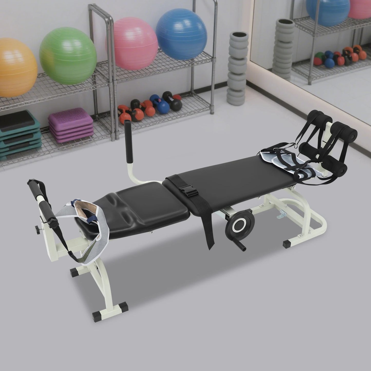 Back Stretch Bench, Multifunctional Neck Stretcher Cervical Traction Device, Adjustable Length Cervical Lumbar Traction Bed