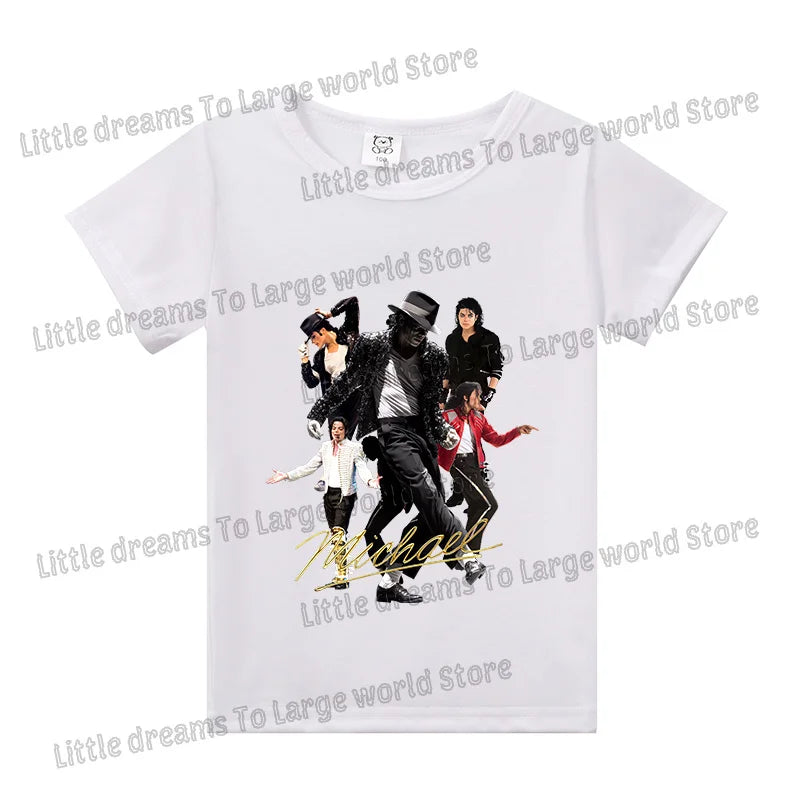 Michael Jackson T-shirt Children Clothing Singer Printed Cotton Tops Boy Girl MJ Summer Tee Shirts Casual Clothes Birthday Gift