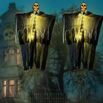1pcs Halloween Glowing Skull Skeleton Gauze Hanging Ghost Home Outdoor Garden Decoration Halloween Party Horror Ghost Props 2026