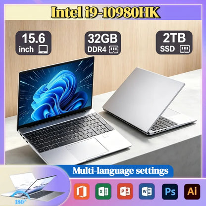 Intel Core i9 10980HK 15.6 Inch Gaming Laptop 32GB RAM 2TB SSD Fingerprint Unlock WiFi 6 4K Ultrabook Pro Max Speed