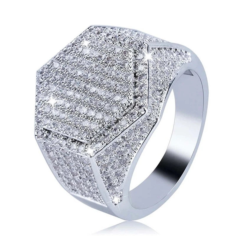 European and American Trendy Inlaid Crystal Women Men's Rings Banquet Fashion Business Ring Jewelry