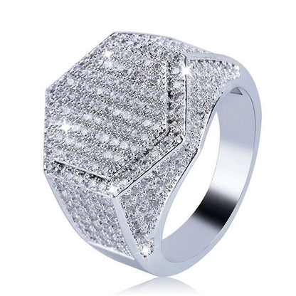 European and American Trendy Inlaid Crystal Women Men's Rings Banquet Fashion Business Ring Jewelry