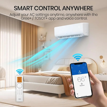 12000 BTU Ductless Mini Split AC & Heater,Inverter,19 SEER2,WiFi & Alexa Compatible, Custom