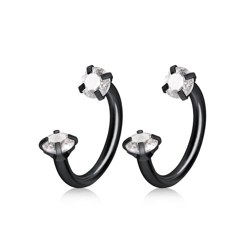 2pcs Stainless Steel Crystal CZ Tragus Piercing Helix Studs Earrings