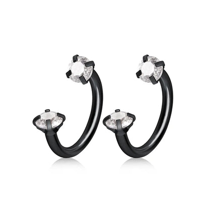 2pcs Stainless Steel Crystal CZ Tragus Piercing Helix Studs Earrings