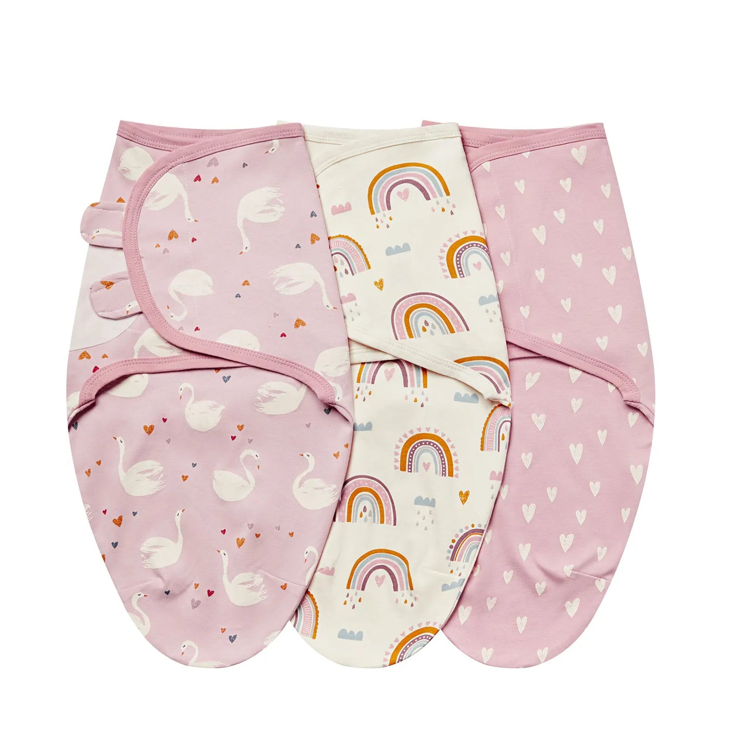 3Pcs Cute Newborn Baby Blankets Swaddles Set 100%Cotton Boys Girls Adjustable Swaddle Infant Swaddle for 0-6 Month