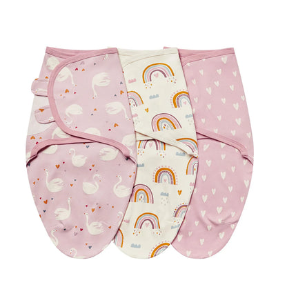 3Pcs Cute Newborn Baby Blankets Swaddles Set 100%Cotton Boys Girls Adjustable Swaddle Infant Swaddle for 0-6 Month