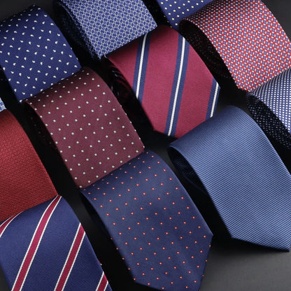 100% Silk Tie 8cm Stripe Slim Necktie Navy Blue Burgundy High Quality For Men Business Meeting Suit Dress Gravatas