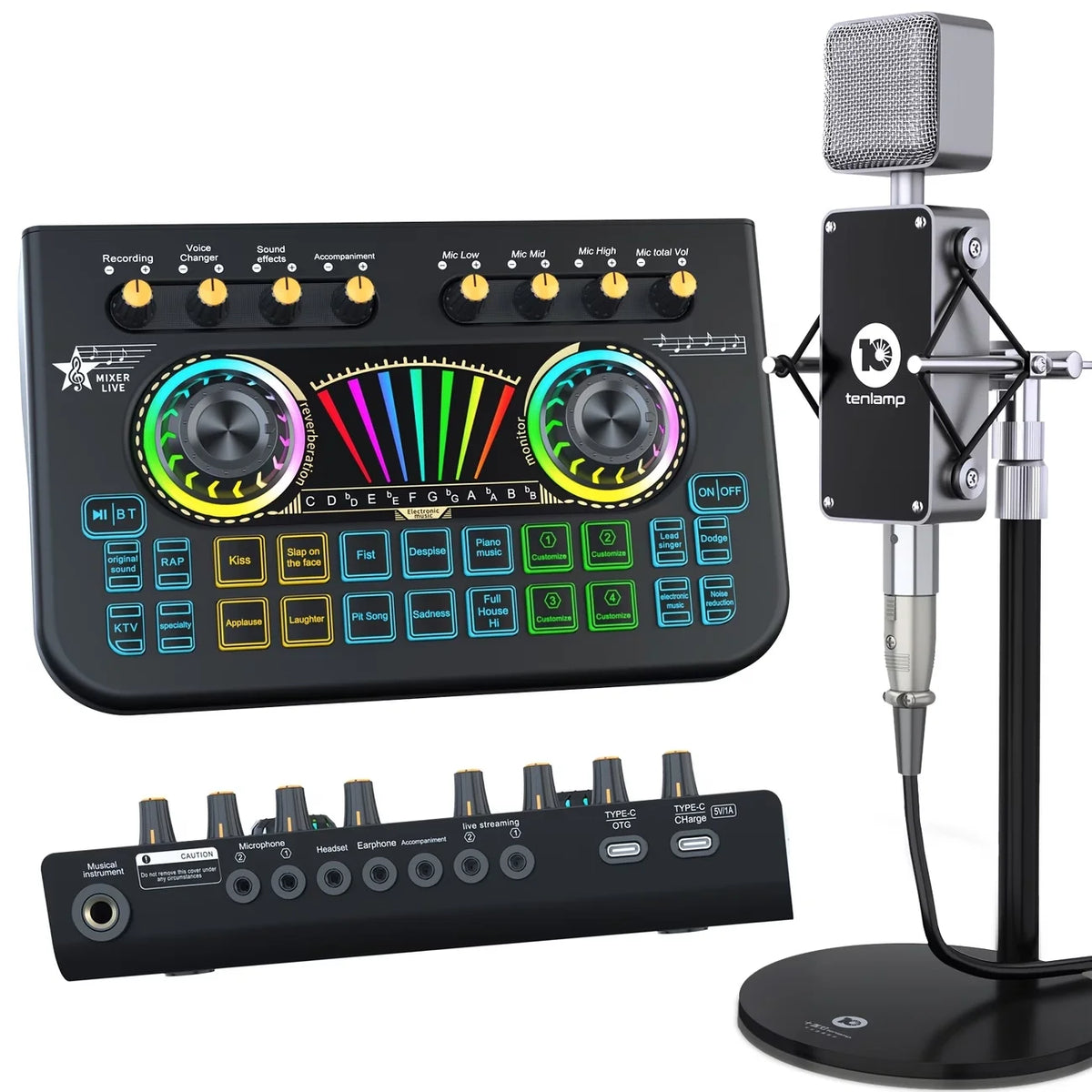Tenlamp  X3-B333 Mic Mixer Set Podcast Influencer KOL Singing Gaming DJ Mixing Station Controller Equipment Studio Recording Electronic Music Mixer Power Karaoke Machine Available Dynamic Condenser Wireless Microphone Microfo