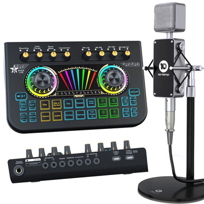 Tenlamp  X3-B333 Mic Mixer Set Podcast Influencer KOL Singing Gaming DJ Mixing Station Controller Equipment Studio Recording Electronic Music Mixer Power Karaoke Machine Available Dynamic Condenser Wireless Microphone Microfo