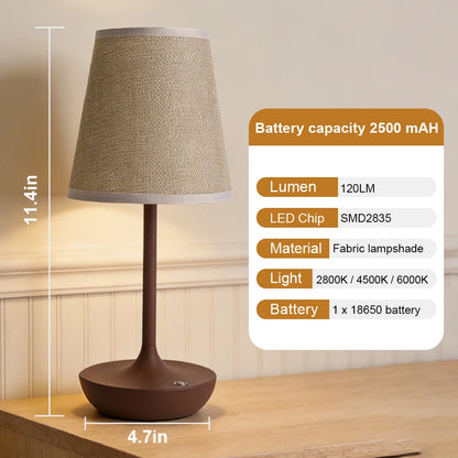 GGbingo Rechargeable LED Table Lamps Classic Desk Lamp Dimmable USB Fabric Lampshade Bedroom Bedside Desk Light Decoration