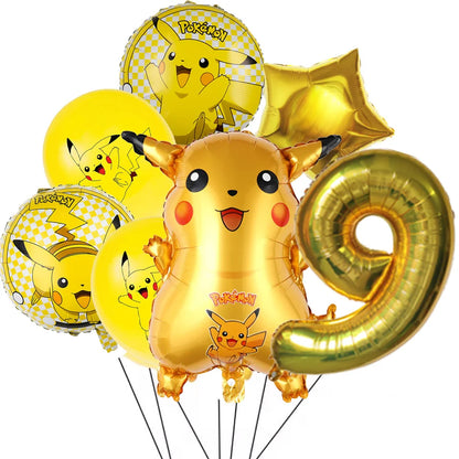 7Pcs/Set Pokemon Balloon Set Pikachu Charmander Cartoon Aluminum Foil Balloons Party Decoration Props Toy Anime Birthday Party