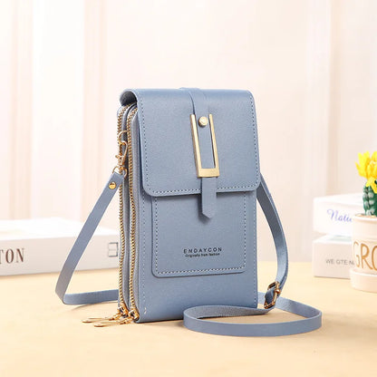 Women’s Mini Crossbody Handbag Purse, Touch Screen Phone BagS, Multi Card Zipper PU Leather Shoulder Bags for Daily Shopp Dating