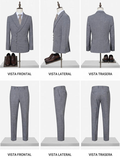 ST Cassy Elegant Men Suit for Wedding Slim Fit Double Breasted Multiple Buttons Casual Business Man 2 Piece Set Party Outfit