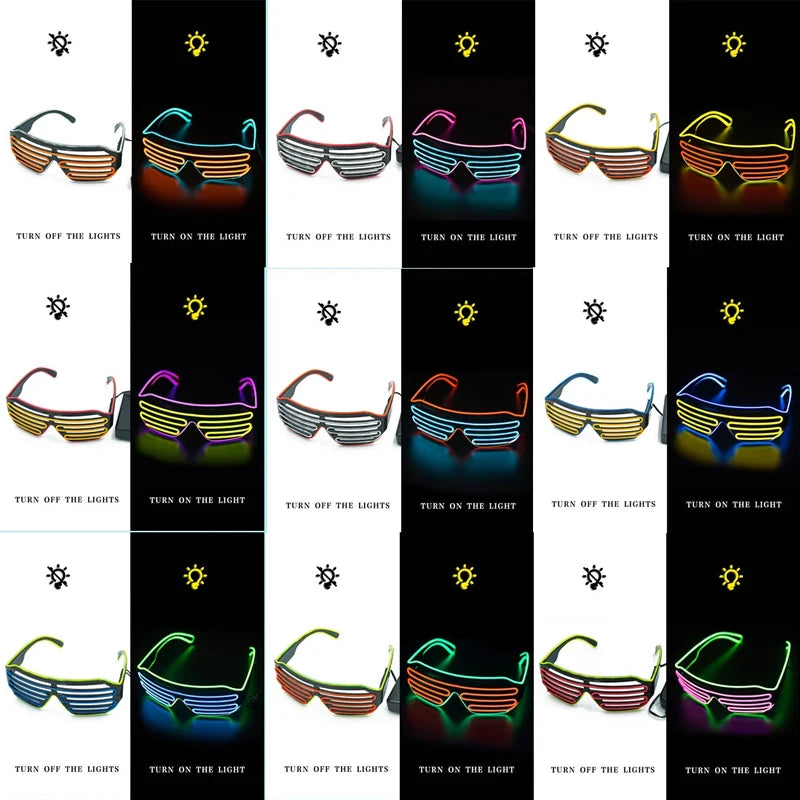 Louver glasses EL luminous glasses cool light props dual color luminous LED glasses atmosphere glasses