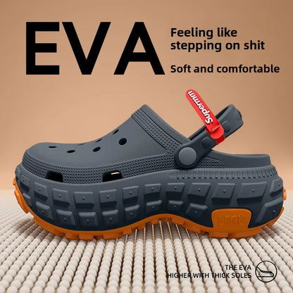 Thick soled perforated shoes for men, trendy summer outerwear, anti slip, wear-resistant, non smelly driving sandals for men