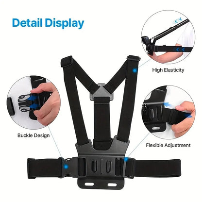 Mobile Phone Head Chest Strap Harness Mount Holder Kit Cell Phone Clip for IPhone/Samsung for GoPro AKASO DJI Osmo Action Camera
