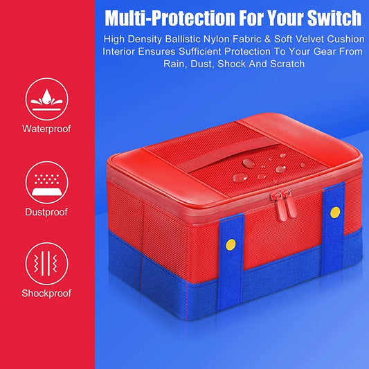 Large Capacity Carrying & Storage Case, All-in-One Protective Travel Bag for Full Set Game Console & Controllers, Shockproof