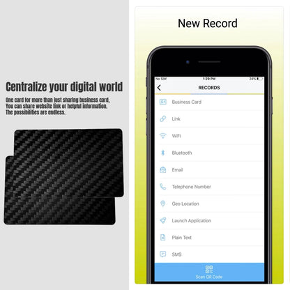 Digital Business Card NFC Carbon Fiber Card NFC Business Card Fast Reading Ntag 215 Smart Name Card  Social Recognition Card