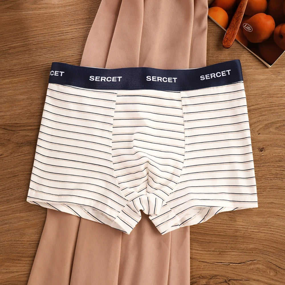 1/3PCS 95% Cotton Soft Boxers Striped/Dot/Plaid Knit Man Underwear Autumn Breathable Antibacterial 3D Mesh Crotch Men's Panties