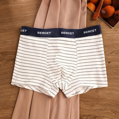 1/3PCS 95% Cotton Soft Boxers Striped/Dot/Plaid Knit Man Underwear Autumn Breathable Antibacterial 3D Mesh Crotch Men's Panties