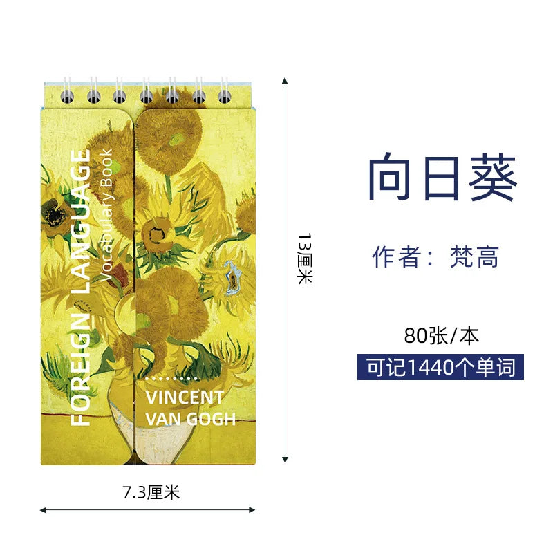 Portable Mini Notebook Japanese Famous Painting Pocket Spiral Notebook Languages Learning Word Book for School Stationery