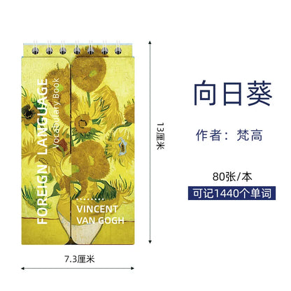 Portable Mini Notebook Japanese Famous Painting Pocket Spiral Notebook Languages Learning Word Book for School Stationery