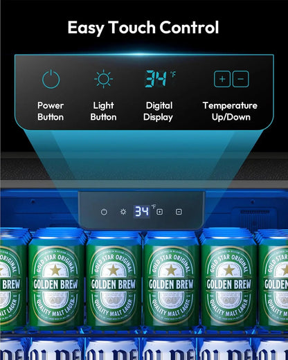Mini Fridge 130 Can Beverage Refrigerator Cooler Glass Door for Soda Wine Beer, Beverage Cooler for Home, Bar,, Customized