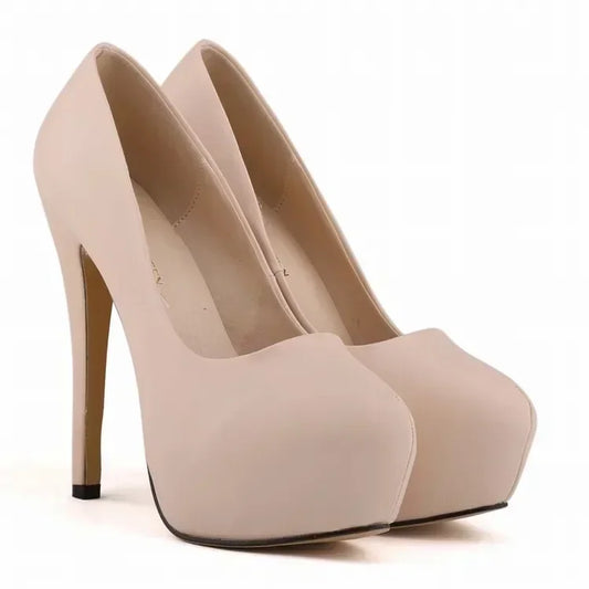 Women Pumps Sexy Stilettos Fashion Super 14cm Round Toes High Heels Platform Casual Thin Party Red Wedding Shoes Plus Size 44