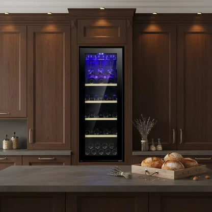 Airo ODM JG80A Luxury Wine Cooler Wooden Showcase Countertop Rack Glass Door Built-In Beverage Refrigerator
