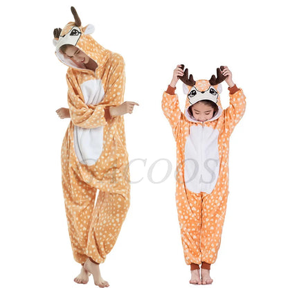 Kids Capybara Onesies Adults Sleepwear Women Men Flannel Cartoon Animal Pajamas Chidlren Christmas Family Performance Jumpsuit
