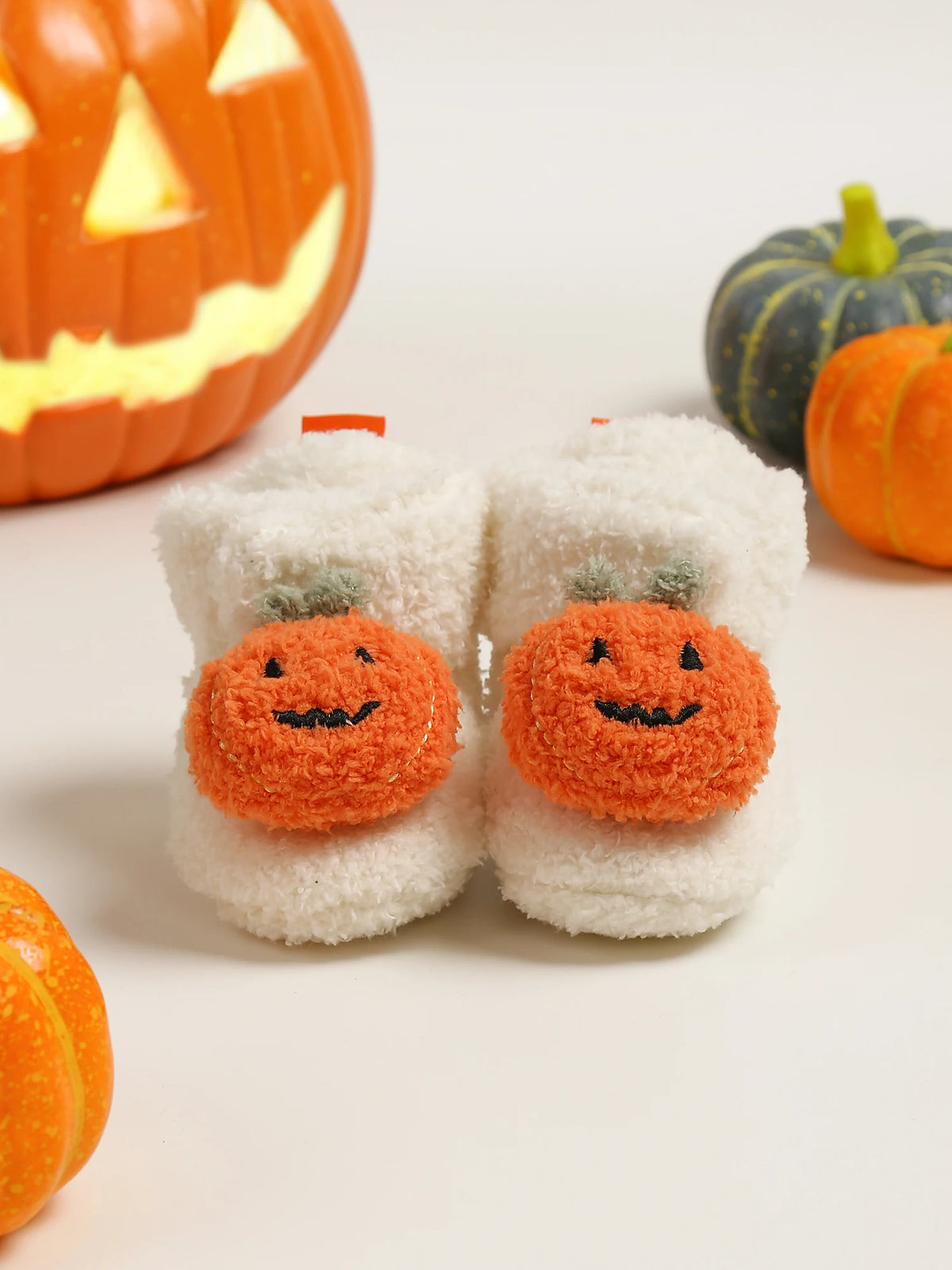 Halloween Pumpkin Baby Booties Stay On Slipper Winter Warm Soft Shoes Newborn Crib Sock Shoes