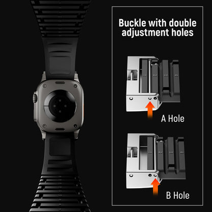 Sports Silicone Band for Apple Watch Ultra 2 49mm 46mm 45mm 44mm Luxury Metal Bracelet for iWatch Series 10 9 8 7 6 5 4 Se Strap
