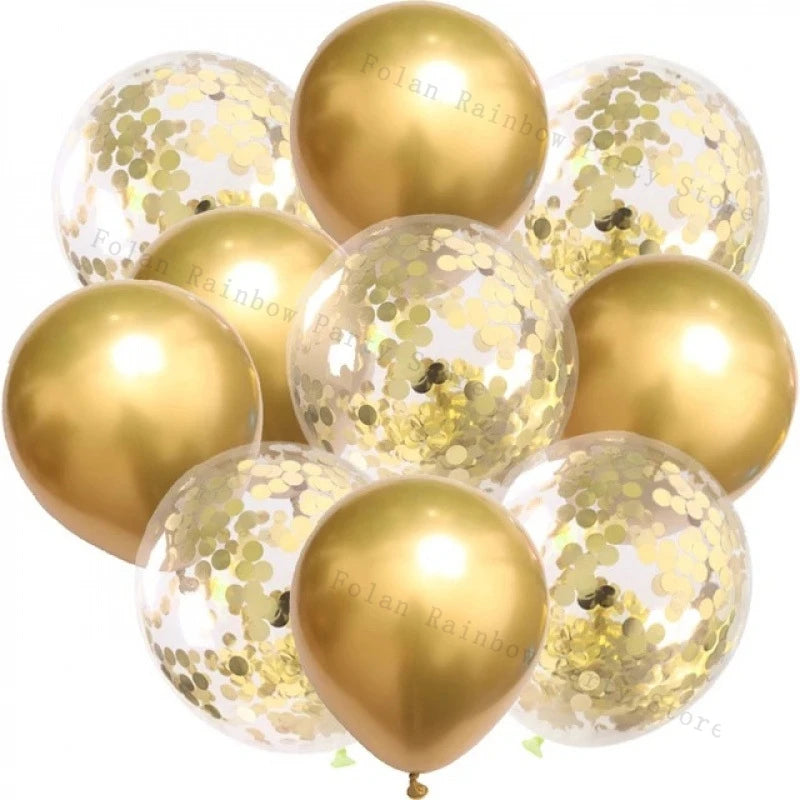 10/30/50/100Pcs 1012 Inch White Golden Balloons Pastel Ballon Golden Confetti Balloons For Birthday Weddings Anniversary Party