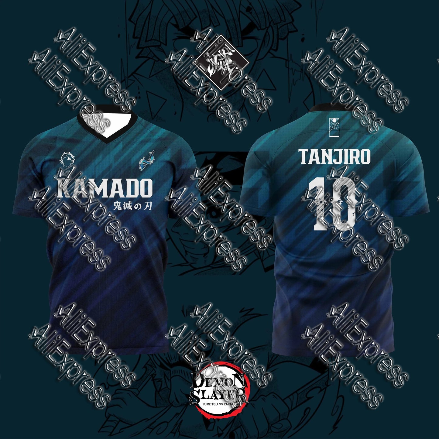 Summer Vintage Anime Devil Slayer Short Sleeve Tops Fashion Unisex Manga Breathable V-Neck T-Shirt Japanese Classic Anime Tee