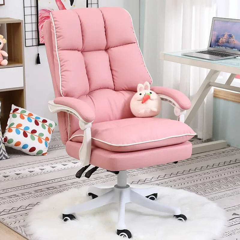 Office  Reclining Armchair with Footrest WCG Computer Gaming  Internet Cafe Gamer  bedroom study  Pink white