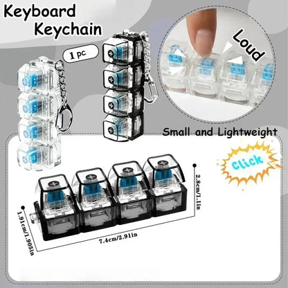 1pcs LED Keyboard Keycap Stress Relief Keychain  4 Button Fidget Tool for Adult Kids Office Decompression Gadget Tech Keychain