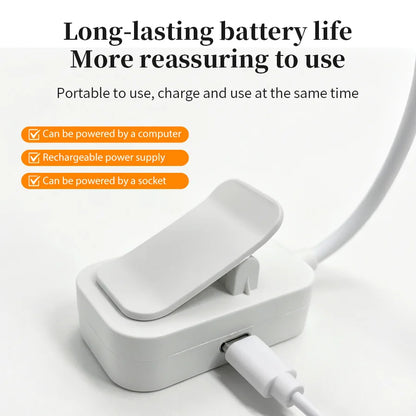 USB Rechargeable LED Clip On Desk Lamp 3 Colors Dimmable Night Light Eye Protection Portable For Bedroom Study Reading Lighting