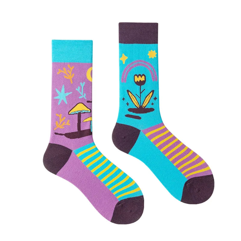1 Pair Man Women Sock Original AB Tide Socks Colorful Cat Dog Koala Cow Cotton Socks Four Seasons Unisex Socks for Birthday Gift