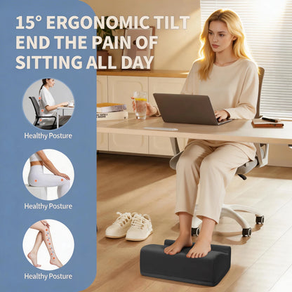 Adjustable Height Foot Rest Pillow with Washable Cover Non-Slip Ergonomic Footrest for Office Desk Couch