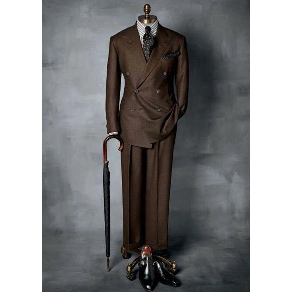 Men's Suit Set 2 Piece Stylish Blazer Pants Business Casual Groom Wedding Party Tuxedo Elegant Formal Slim Fit Male Suit